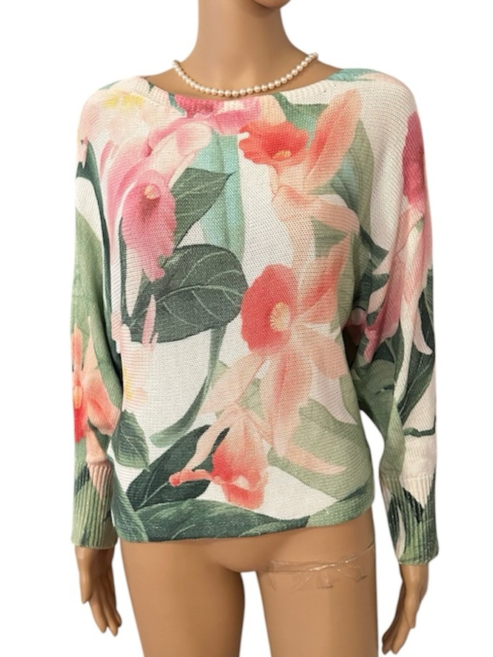 Tommy Bahama Sweater Women’s Size XS/TP Tropical Floral Long Sleeve Sweater Top